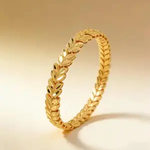 Gold Wheat Leaf Bracelet #wheatbracelet #leafbracelet #daintyjewelry #goldjewelry #fashionjewelry