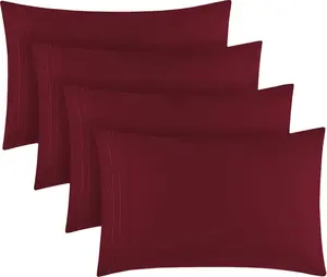 Pillow Cases Set - 4 count Iconic Collection Pillowcases - Hotel Luxury, Extra Soft, Cooling Pillow Covers - Wrinkle, Fade, Stain Resistant ( Size 20" x 40", Brick Red)