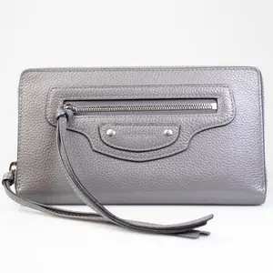 Pre-owned Balenciaga Leather Clutches & Wristlets A26040257 Grey City Zippy Wallet