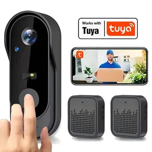 Smart Wireless Video Doorbell Camera, Tuya APP Control, 2.4g WiFi, Expandable Storage, 2 Indoor Chimes, Home Security, Night Vision, Waterproof, Home Security System
