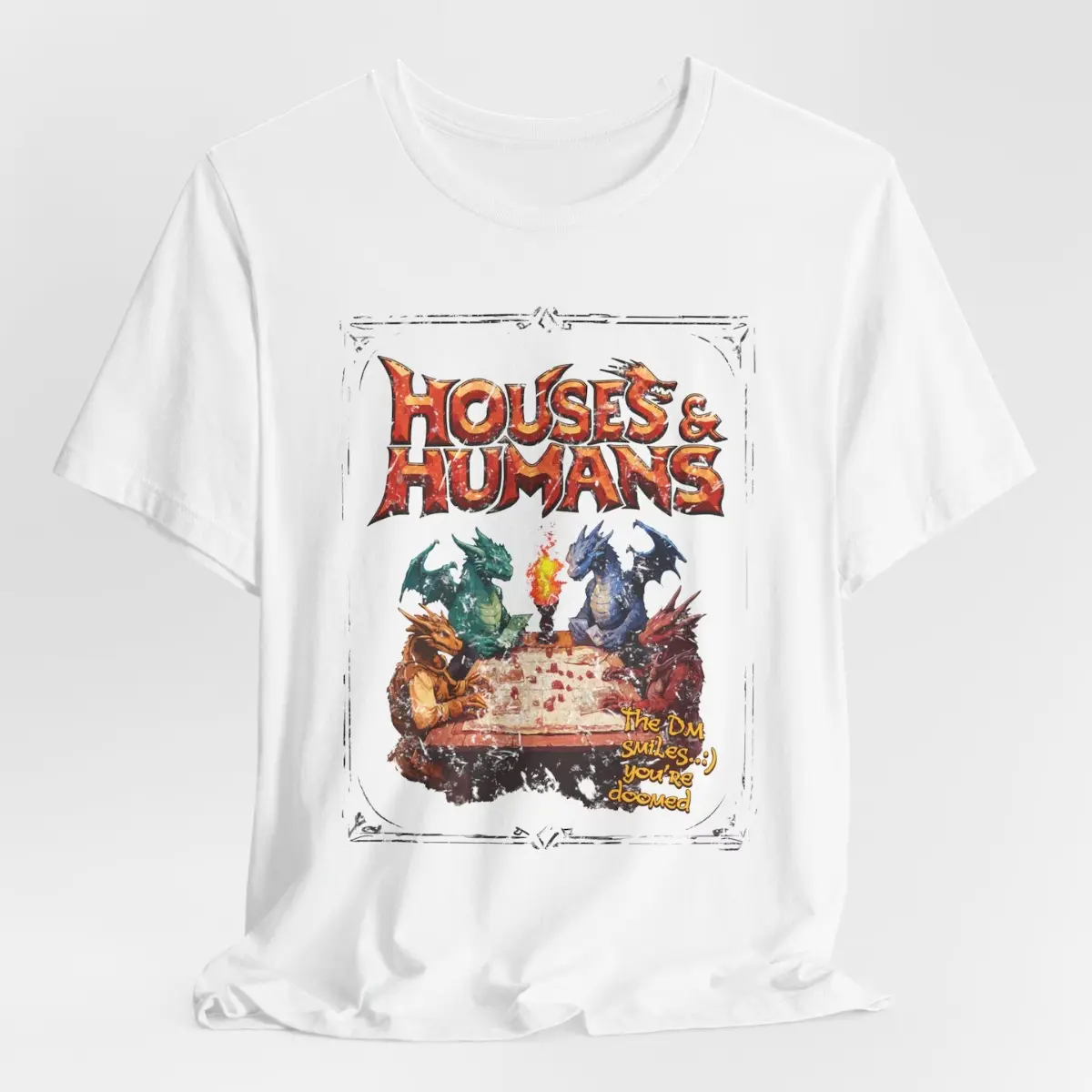 Houses and Humans D&D Shirt, Dungeons and Dragons Gift Tee for Men Women, Vintage Retro 90s Joke D and D T-shirt , Unisex T-Shirt, Menswear Top