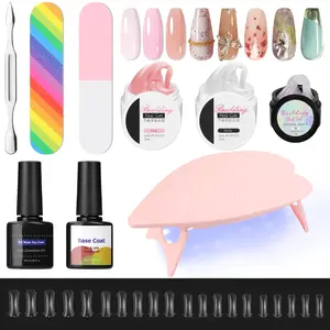 Gel Nail Kit Nail Extension Gel 29 in1 No Stick Nails Gel Kit with Nail Lamp DIY Nail Art Kit Builder Gel for Nails Women Solid Builder Nail Gel Kit 29PCS Nail Art Kits Suitable for Beginners & Professional Manicurists