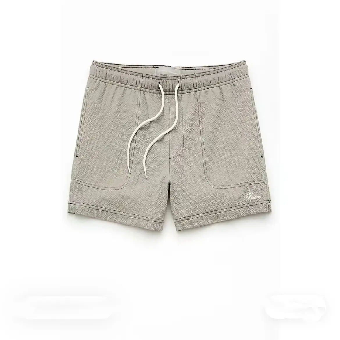 Men's Gray Solid Seersucker 4.5" Swim Trunks