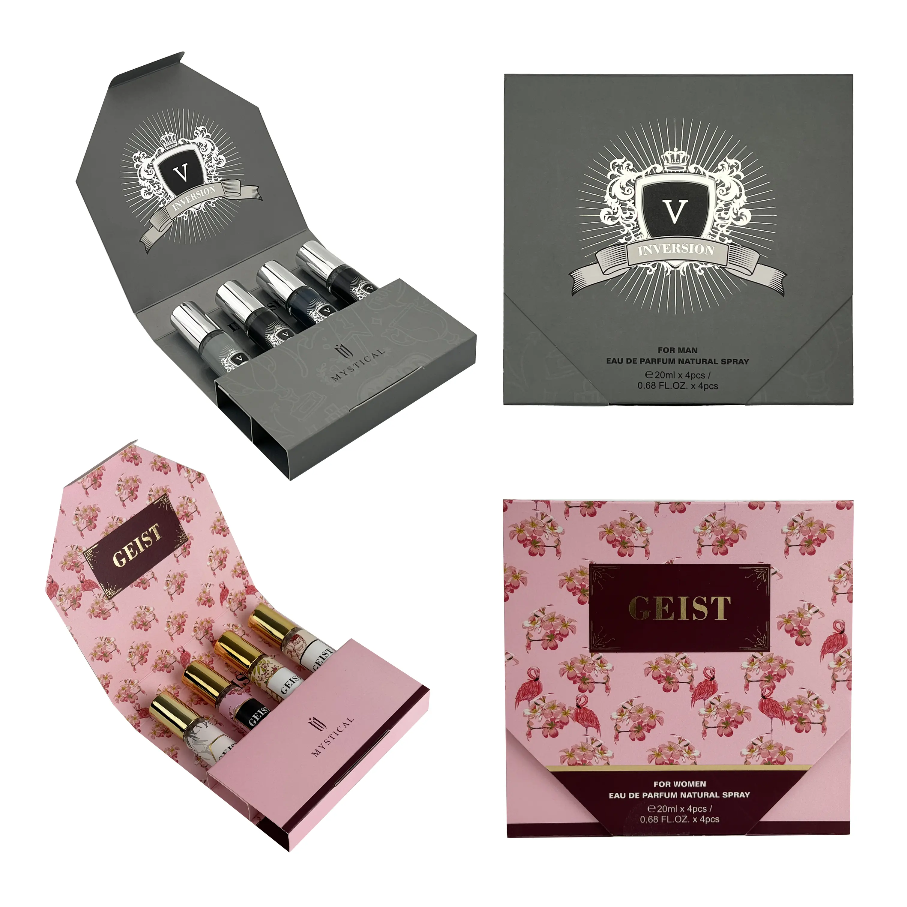 Fragrance collection,mini perfume gift set,Thanksgiving,Christmas,Valentine's Day,floral and fruity spray,wood and amber cologne,20ml*4*2