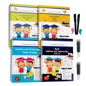 Teacher Designed Large 11x8.5in  Handwriting Workbooks (Sight Word Copy Included)-  Learning Calligraphy, Magic Practice Copybook for ,  Ages 3 to 8 (4 Pack)