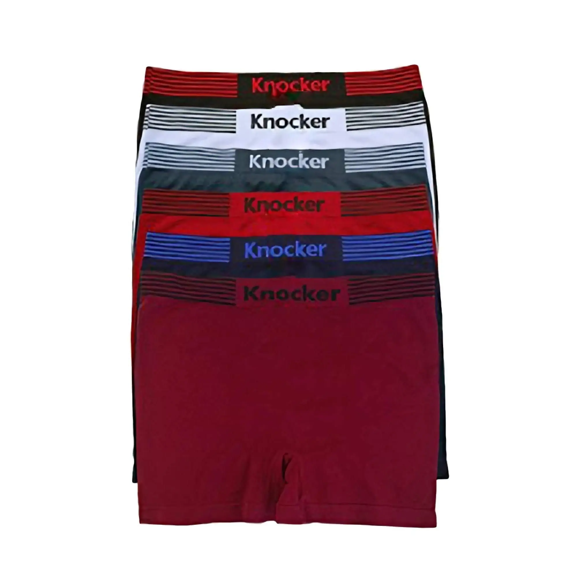 Knocker 6-Pack Men's Seamless Compression Boxer Briefs - Sports Style, Comfortable Mid-Rise Waistband, Slim Stretch Fit, Durable Nylon Blend Fabric