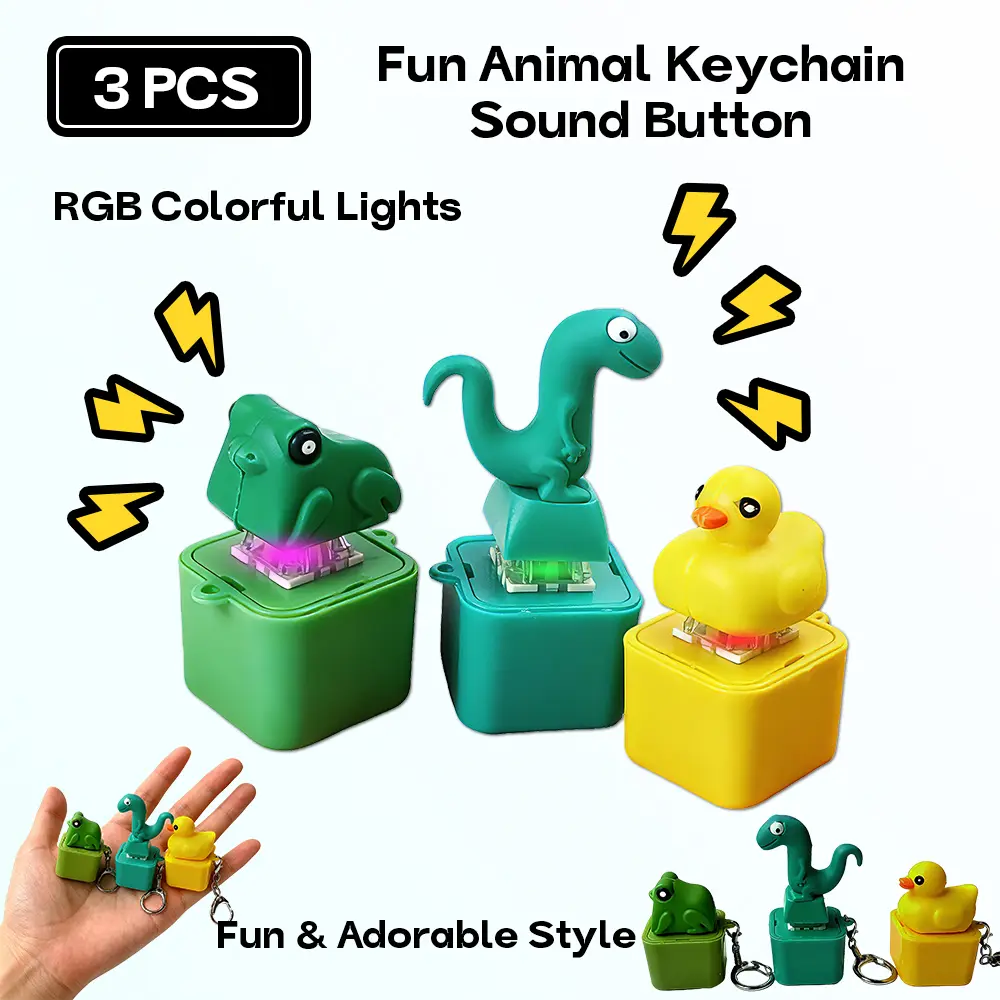 Chargeable LED Mechanical Button Charging Keychain - Portable Fidget Toy with Colorful Lights, Sound + Light Effects, Pressure-Reducing Benefits