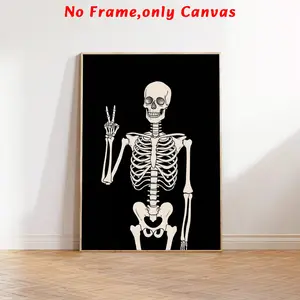 1 pc, wall art, vintage poster, Artwork, skeleton print halloween printable wall art halloween decoration halloween poster halloween printable halloween printable, perfect decoration for living room and bedroom, unframed