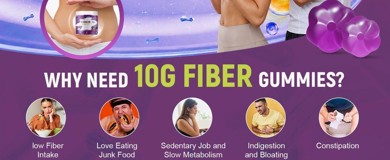Migcopat 10G Fiber Gummies for Adults, No Sugar Added Grape Flavor, Fiber Supplement with 30 Billion CFU Probiotics Blend, ACV, Vitamin C, Inulin, Support Digestive Health, 90 Count