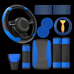 Car Interior Decoration Kit, Including Steering Wheel Cover, Gear Handle Cover, Air Outlet Decorative Strip, Car Interior Accessories