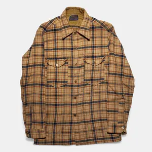 Vintage Pendleton Wool Shirt Jacket Men’s M – Tan Plaid – Distressed – USA Made