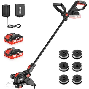 EWORK 20V 12-Inch Cordless Weed Wacker, Battery Powered Weed Eater Electric String Trimmer, Includes 2x2.0Ah Batteries, Fast Charger and 6 Replacement Spool Lines, Grass Edger for Lawn Yard Cutting
