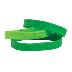 Fun & Festive St. Patrick’s Day Shamrock Rubber Bracelets - 24 Pc.