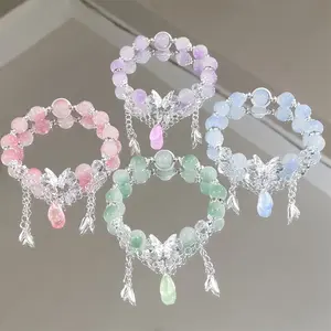 Y2K Emo Stuff Bracelet |     Frosted Jade Butterfly Drip Bracelet |     Cute Pastel Aesthetic |     Christmas Gifts for Mom |     Unique Statement Piece
