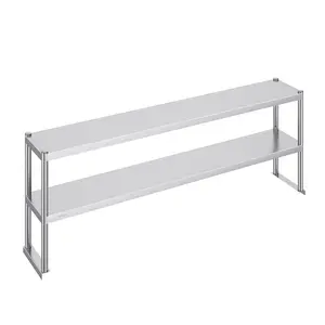 Double Overshelf, Double Tier Stainless Steel Overshelf, 12 X 72 Inch Double Deck, Height Adjustable Prep Table for Commercial Kitchen, Restaurant Equipment, Catering, Bakery and Workshop, Durable Stainless Steel Construction