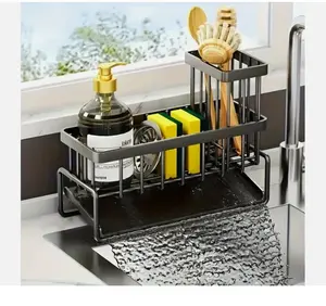 Stainless Steel Kitchen Sink Sponge Organizer Rack with Chopsticks Towel Holder
