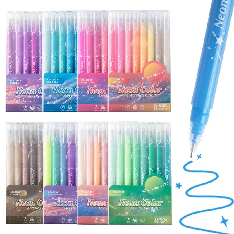 8 Pcs Assorted Colors Gel Ink Fine Liner Pens, 0.5mm Ultra Fine Tip Micro Line Drawing Pens, Quick Dry Waterproof Art Pens for Artists Sketching Illustration Outline