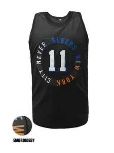 Men's Letter & Number Embroidery Basketball Jersey, Loose Breathable Sleeveless Crew Neck "NEW YORK 11" Tank Top for Basketball, Fitness, Running, Men's Sportswear for All Seasons, Jersey Shirts Breathable Athletic Top, Sports Tops, Workout Tops