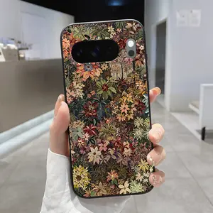 Rounded Edge TPU Phone Case for Google Pixel 10 9 8 7 Pro A XL Colorful Garden Pattern Drop Protection Shockproof Soft Liquid Silicone Smartphone Cover