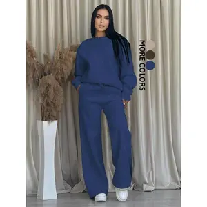 Women's Fleece-Lined Loose Fit Two-Piece Set, Comfortable Casual Wear for Daily & Sports Use