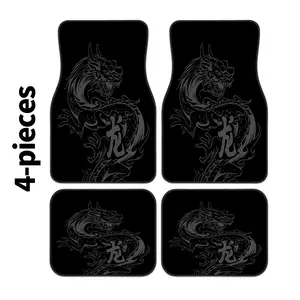 2D, 4pcs car floor mat set, dragon style print, easy to clean, stylish car interior protection for cars, vans, SUVs, four-season high-quality polyester fiber mat, great gift for Christmas and Halloween, Car Interior Accessory, Car Accessories