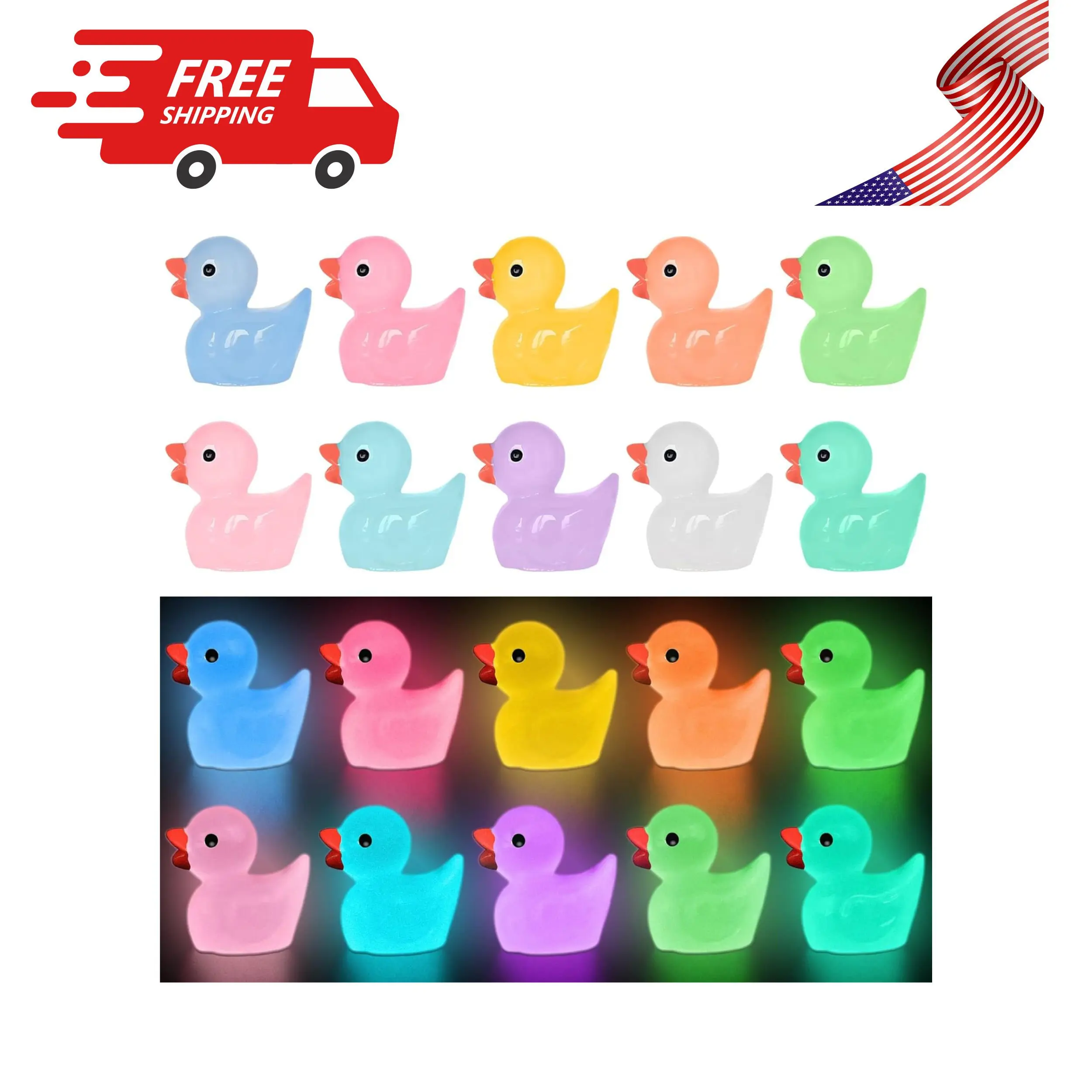 70 Pcs Luminous Tiny Ducks Mini Resin Ducks 70 Pcs Luminous Tiny Ducks Mini Resin Ducks