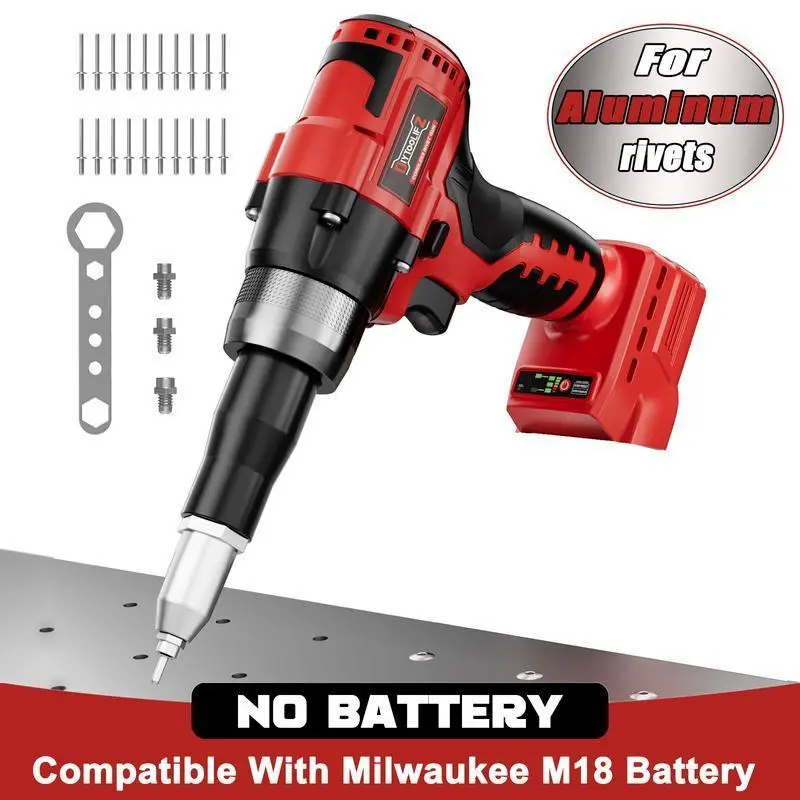 Cordless Electric Pop Rivet Gun for Milwaukee M18 Battery(NO Battery!!),Rivet Tool with 3 Size (1/8", 5/32", 3/16")Aluminum Rivets,with Kit Nose Piece