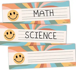 Hadley Designs Classroom Labels Set of 25 3x9 Inch Name Tags for Desks Math Science Art Stickers Adhesive Vinyl Decal Organizing Supplies