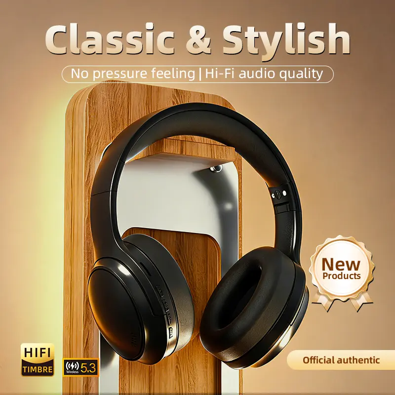 Foldable Over-Ear Wireless Headset, Chargeable Noise Isolating Headphones with Microphone, 3.5mm Audio & Charging Cables, Compatible with PS4, PS5, PC for Gaming, Sports Use