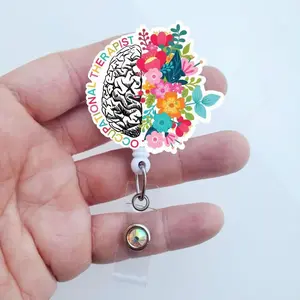Occupational Therapist Badge Reel, OT Rainbow Badge, Retractable ID Holder for Therapy Staff ETR