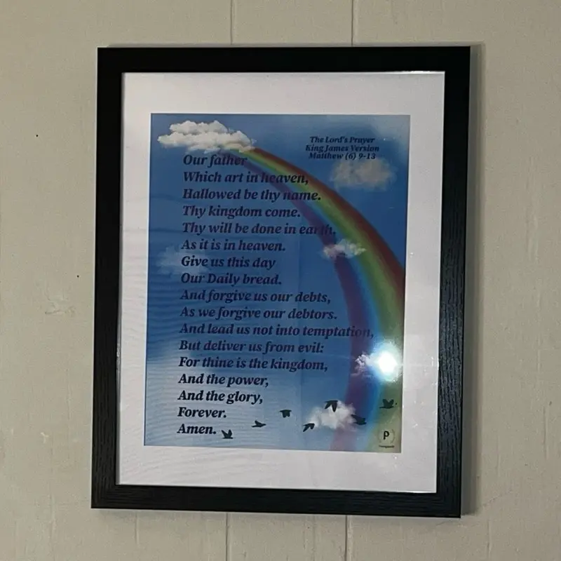 The Lord's Prayer Picture Frame with Rainbow - 10 x 14 Frame Featuring Prayer and Rainbow Design