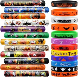 Valentine Day Gift   48Pcs Party Favors Slap Bracelets Rubber Wristbands Assorted Gifts for Kids - Trick or Treat Toys, Bag Stuffers Goody Bag Fillers Classroom Prizes