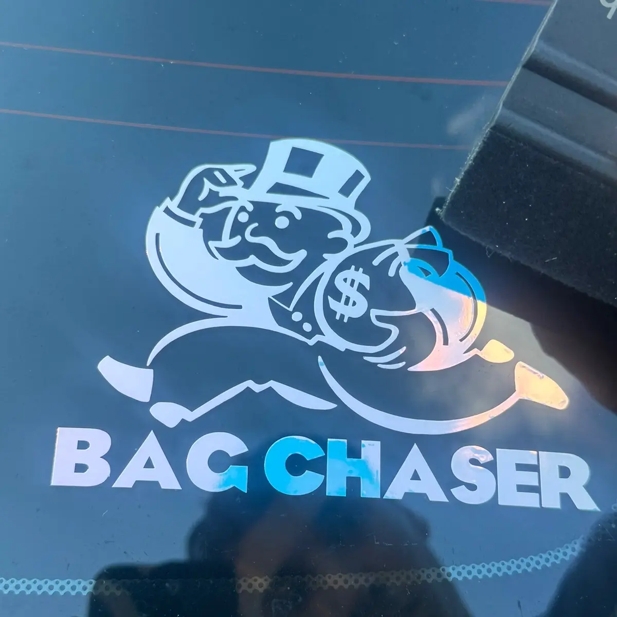Holographic Bag Chaser Permanent Water Proof Vinyl Decal decal sticker