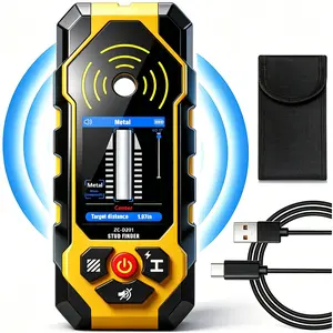 Stud Finder Wall Scanner, Rechargeable Deep Scan Stud Finder with Upgraded Intelligent Chip, HD LCD Display & Voice Alert, Detect Wood Metal Studs AC Wires Pipes, Accurate Wall Detector with Type-C Charging