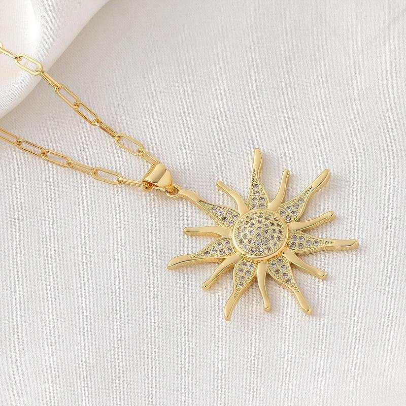 springtok Zircon necklace golden sun shape zircon necklace ladies daily wear gift Jewelry Chain