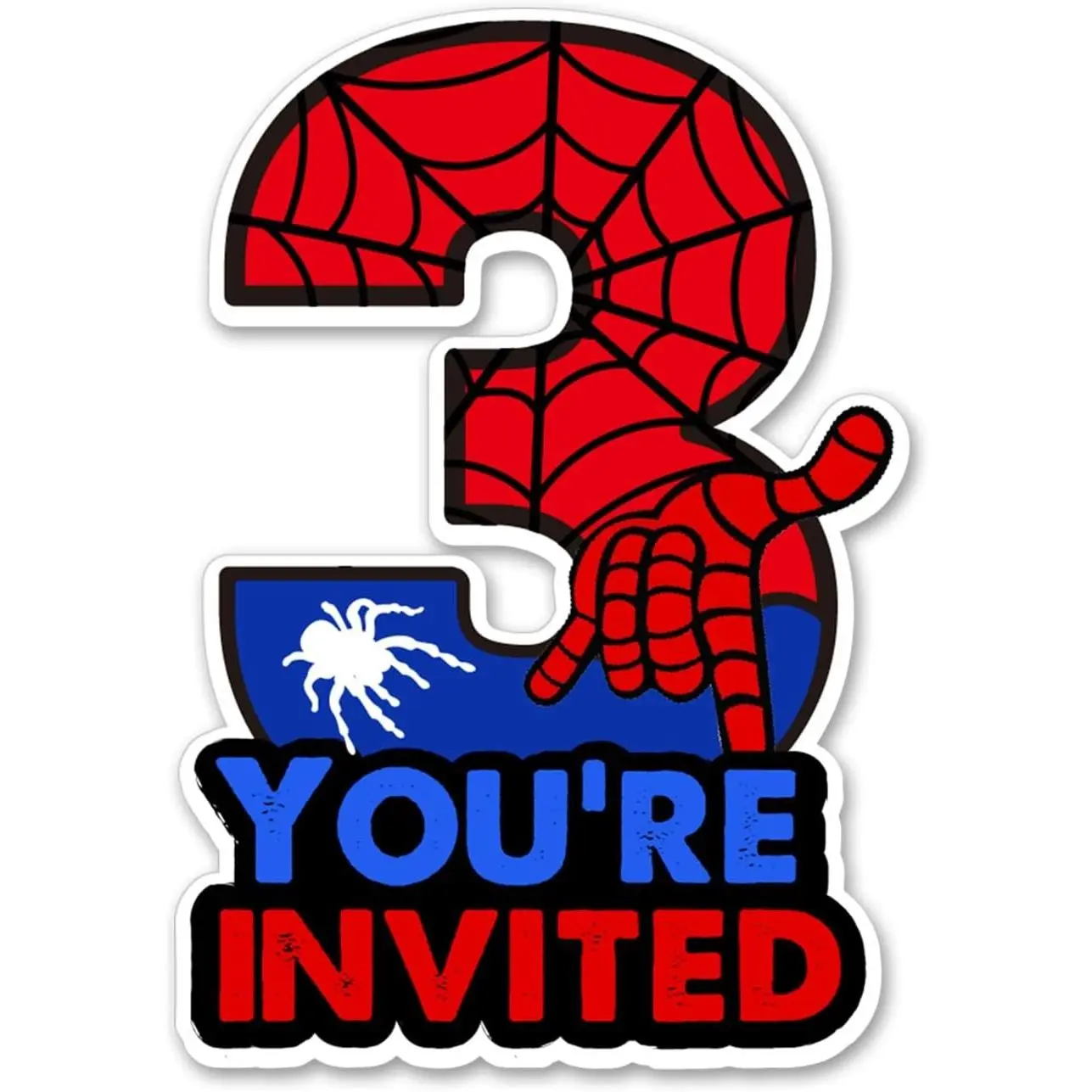 Bifez Cute Superhero 3rd Birthday Party Invitations Glitter Super Hero 3 Year Old Boy Birthday Shaped Invites Fill-in Invitations With Envelopes, Set of 20