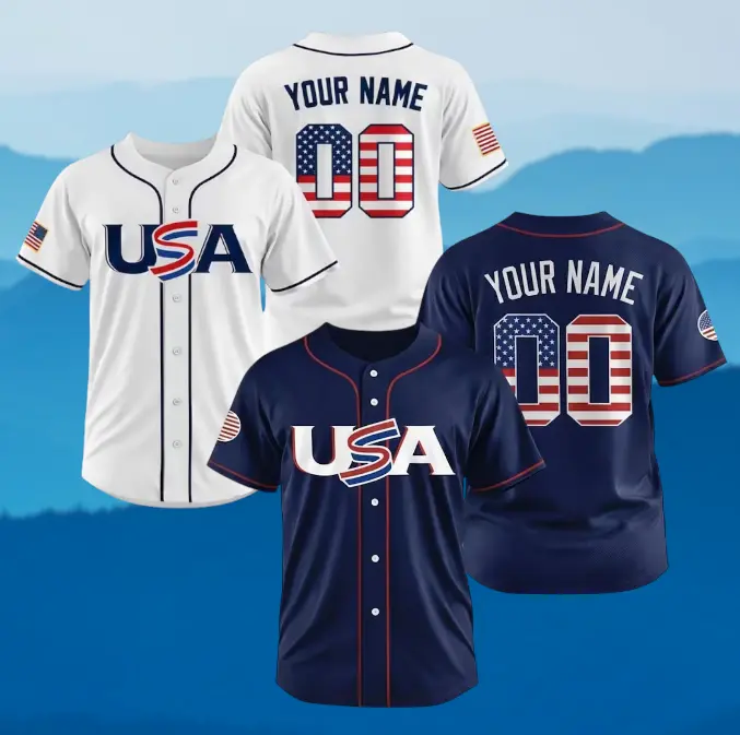 USA Baseball Jersey Custom Name Number, Personalized American Flag Team Uniform for Men Women Youth Kids, Custom Baseball Shirt 2026