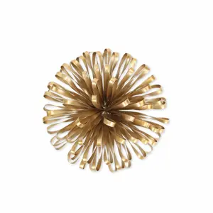 212 MAIN 5 in. Metal Abstract Hand-Painted Geometric Sculpture - Abstract Figure Sculpture, Art Figurine, Gold Decorative Statue for Modern Room Desk Display, Interior Decoration Accessories with Blooming Ribbons
