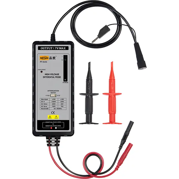 PINTECH Oscilloscope Differential Probe 700V, 100MHz, 10X/100X Attenuation Rate Oscilloscope Probe with BNC Interface, PT-8101
