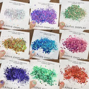 1pc Nail Art Aurora Glow Glitter Powder Set, Mixed Sizes DIY Decoration, Sparkling Nail Tips, Perfect for Manicure and Pedicure, Enhance Your Nails