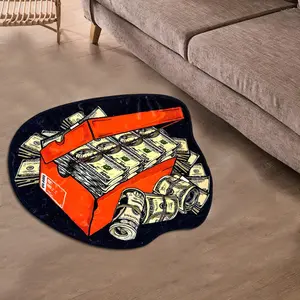 1pc Creative Money Rug—Surprise in a Shoebox, Soft Imitation Cashmere, Home Decorative Rug, Modern Indoor Rug, Multi-Scene Use