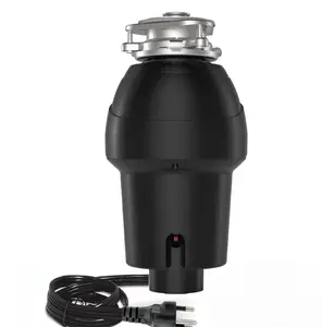 Home-use ultra-quiet kitchen food waste disposer 1/2 HP high power, fine grinding, 3500 rpm, stainless steel anti-corrosion, air switch control, matte black, compact under-counter installation