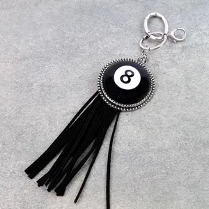 Western Themed Tassel Keychain with 8 Ball Route 66 Cowboy & Cowboy Lighter Options 10 Inches Long 4 Styles Available