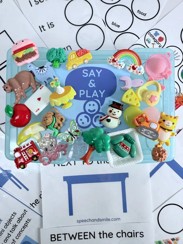 LANGUAGE Task Box with Mini Objects Speech Therapy Activity Box Language Concepts Box Speech Therapy Activity
