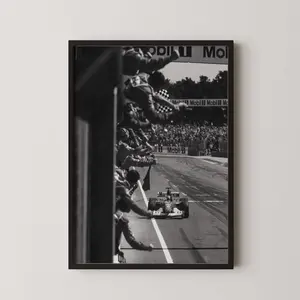 Vintage Formula 1 Racing Poster | Black and White Motorsport Art Print, Product without frame