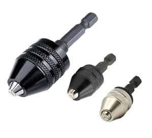 3 Piece Impact Driver Drill Chuck Adapter – 1/4” Hex Shank to Small Keyless Chuck Extension, Heavy Duty Steel, For Tight Quarter Drilling, Screw Driving, DIY Repairs – Compact & Portable