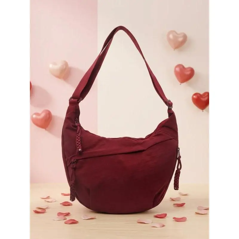 Women's Nylon Handbag Sling Bag - Moisture-Proof, Multi-Pocket, Slouchy, Lightweight, Retro Corduroy Dumpling Hobo Purse Crossbody Bag - Sports Outdoor Gym Travel Tote, Purses Crossbody Bag