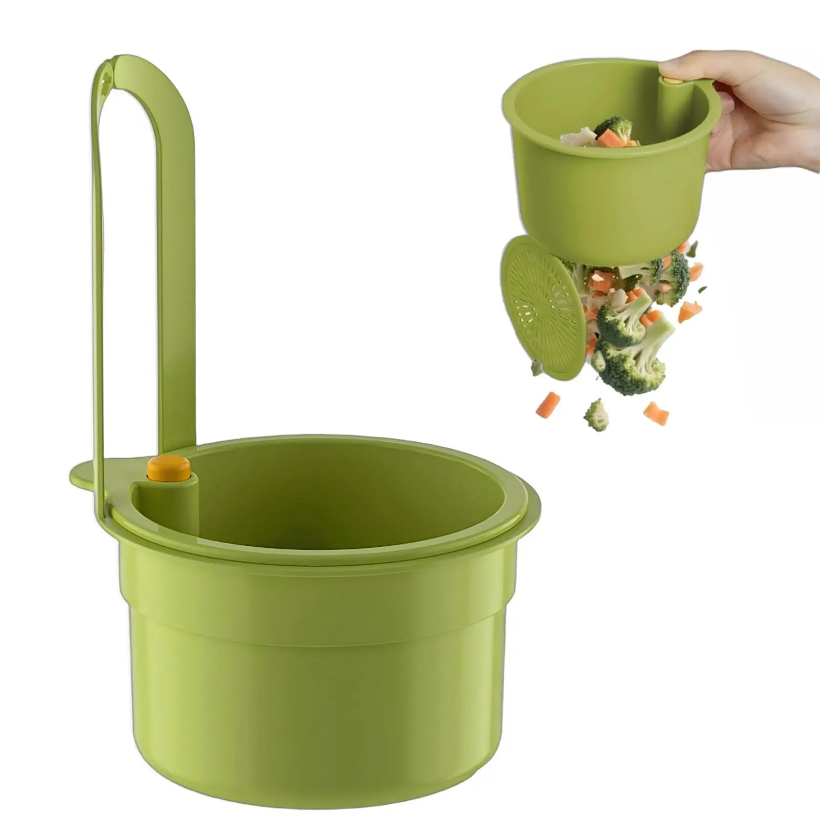 Sink Strainer Basket with One-Touch Drain Mesh, Snap-On Strap & Detachable Design – Kitchen Sink Food Scrap Filtering Storage Organizer