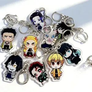 8 Ops Different Kimetsu no Yaiba Acrylic Keychain, Tanjiro Nezuko Zenitsu Inosuke Bag Charm, Cute Anime Collectible