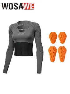 WOSAWE Womens Motorcycle Jacket Cropped Half Zipper Pullover Padded Summer Motorbike Shirt Scooter Riding Gear